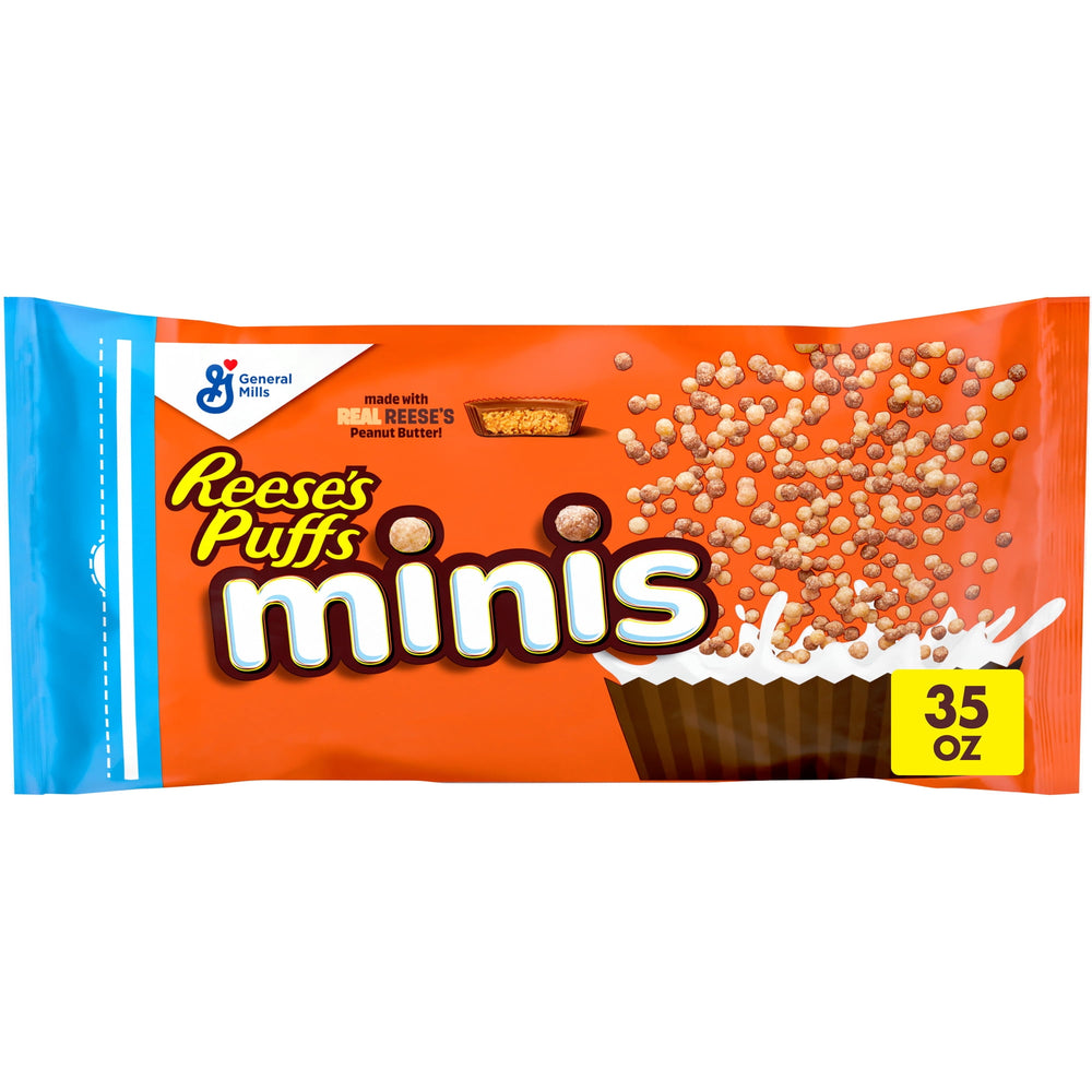 Reese's Puffs Minis Chocolate Peanut Butter · Cereal · 992 g · bolsa · tamaño familiar