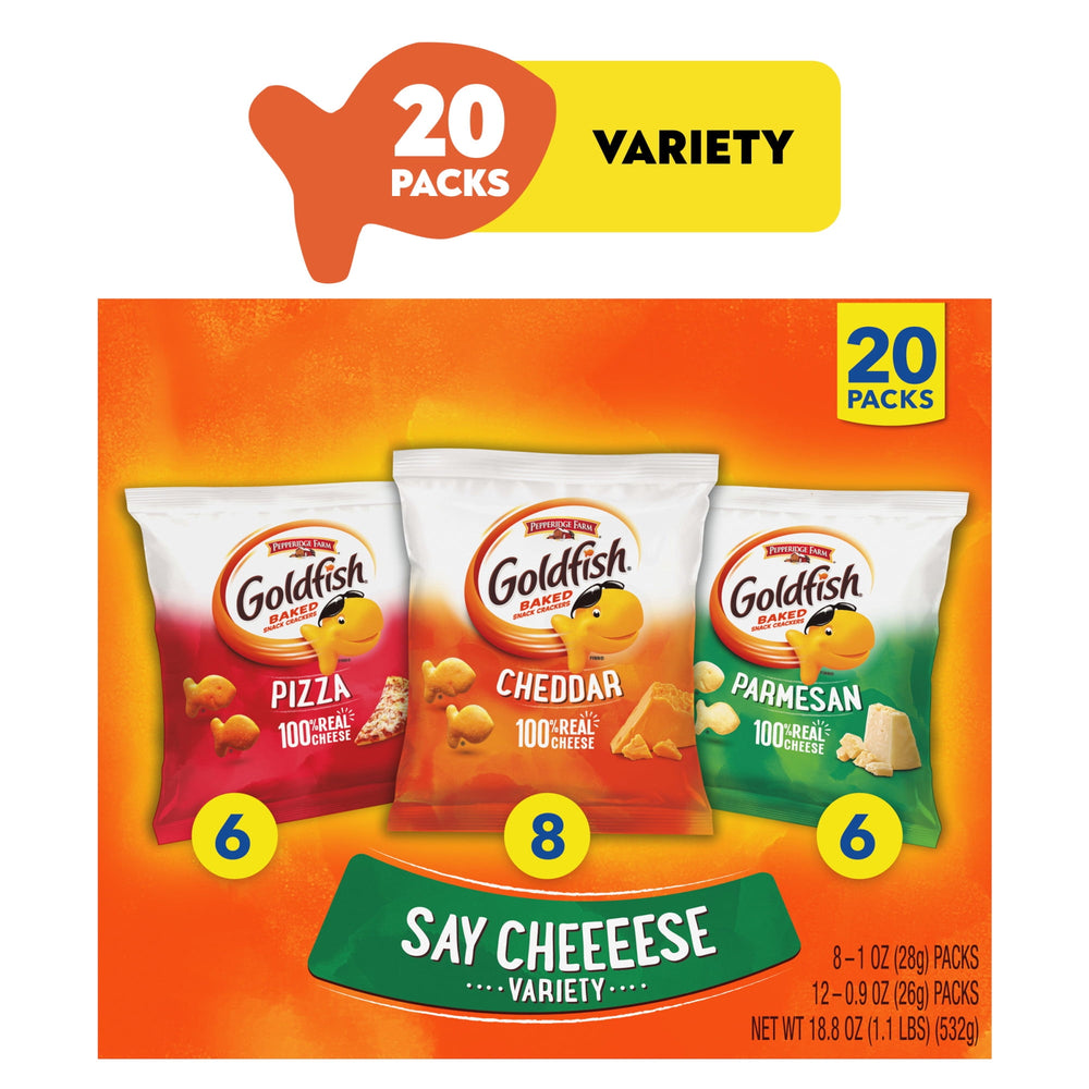 Goldfish Say Cheeeese Variety Pack with Cheddar Pizza · Galletas saladas · 20 pzas