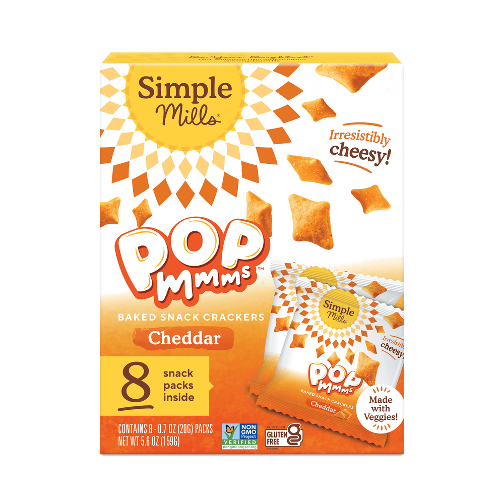 Simple Mills Pop Mmms Cheddar Veggie Flour Pack . · Galletas saladas · 8 pack de 198 g