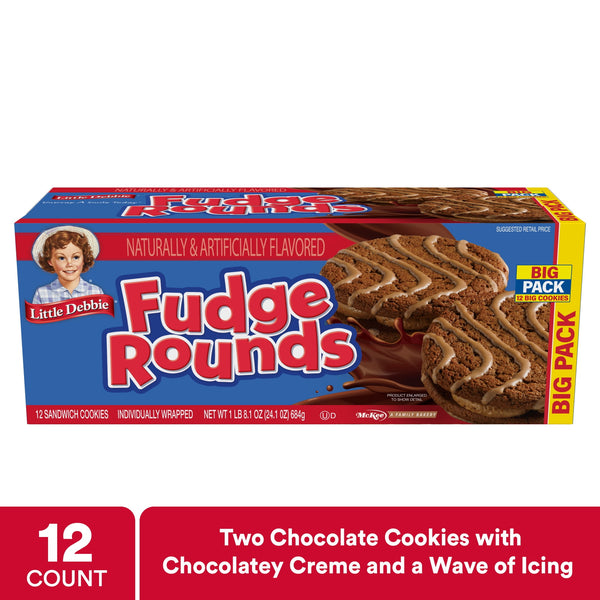 Little Debbie Big Pack Fudge Rounds · Pastelitos · 12 pzas · 683 g