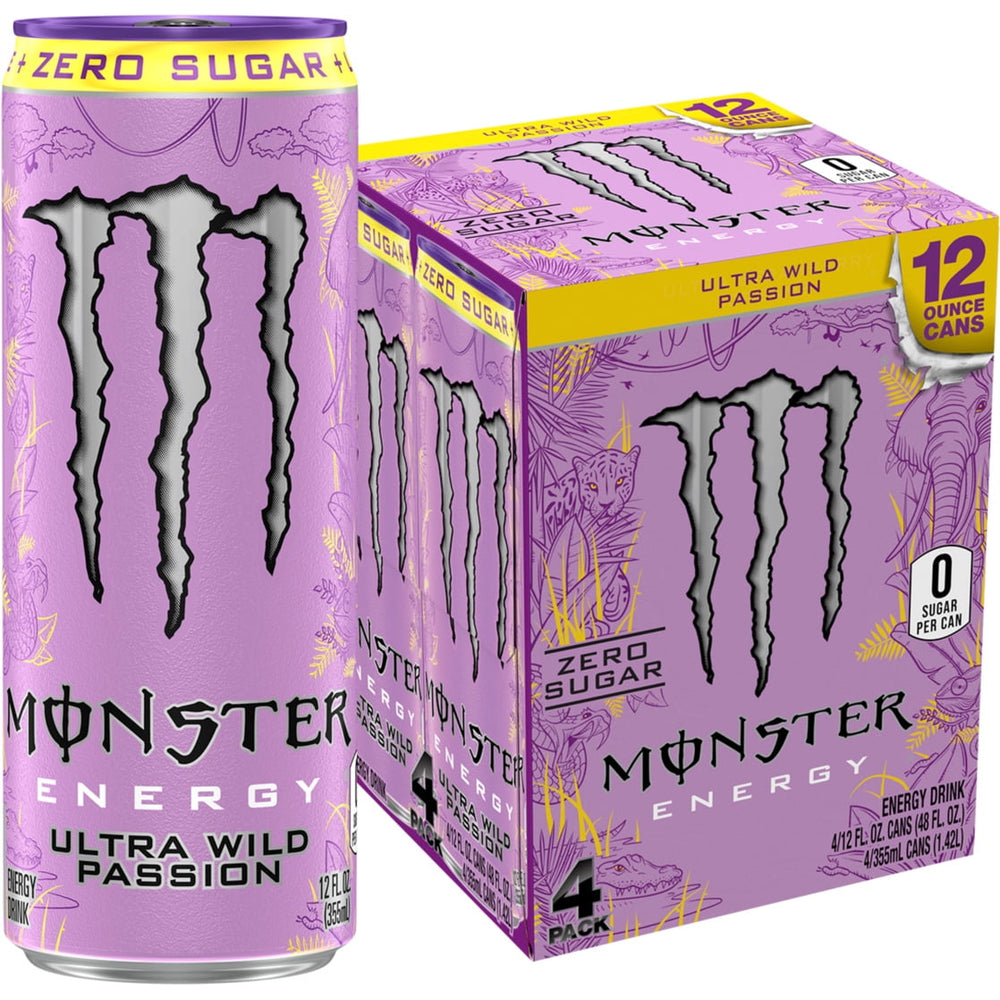 Monster Energy Ultra Wild Passion Zero Sugar · Bebida energética · 4 pack de 355 ml