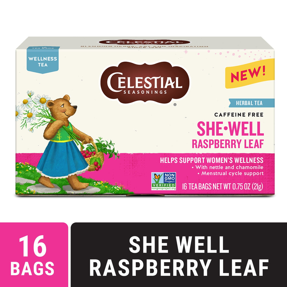 Celestial Seasonings Wellness She-Well Raspberry Leaf · Salsa y sazonador · 16 pzas