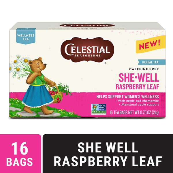 Celestial Seasonings Wellness She-Well Raspberry Leaf · Salsa y sazonador · 16 pzas
