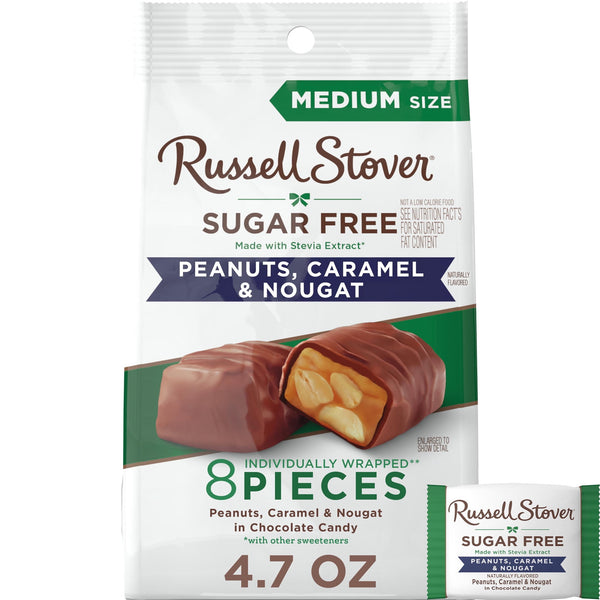 RUSSELL STOVER Peanut Caramel & Nougat Chocolate Sugar Free · Caramelos · 133 g · bolsa
