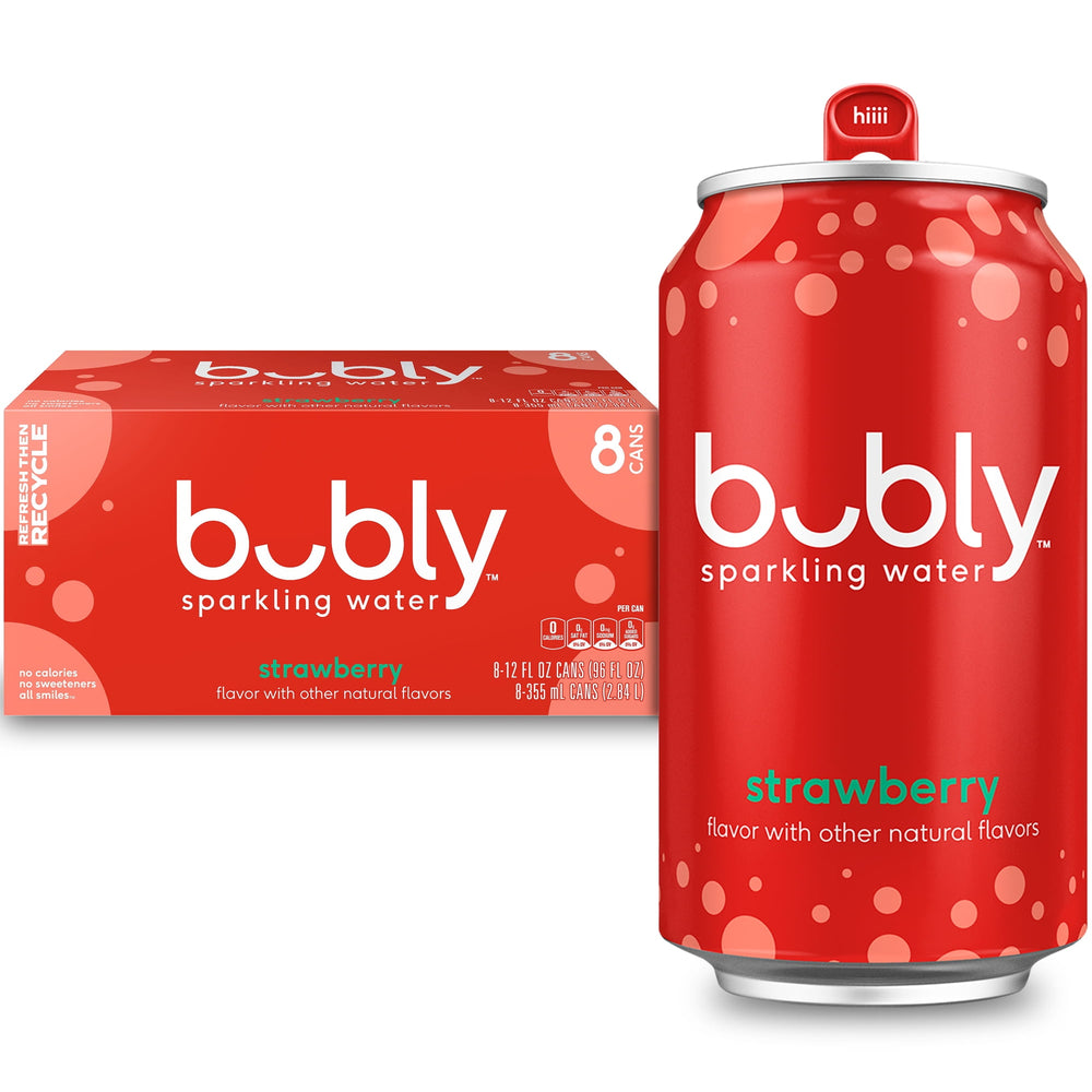 bubly Strawberry Zero Sugar · Agua mineral · 8 pzas de 355 ml
