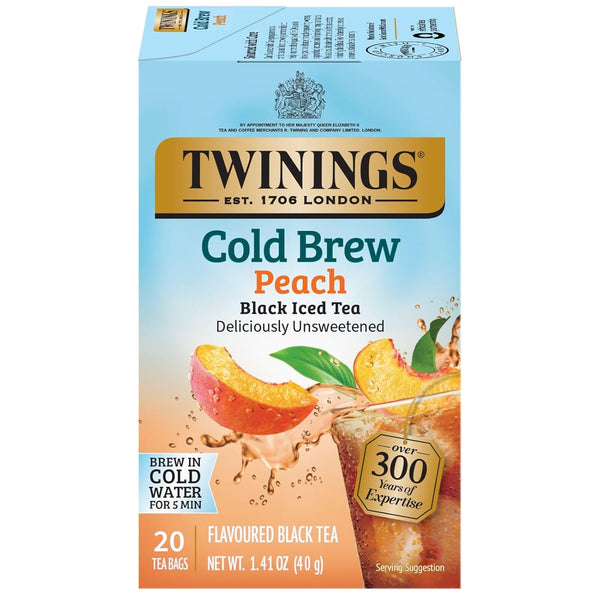 Twinings Cold Brewed Bags Unsweetened Peach Black Tea · Té · 20 pzas