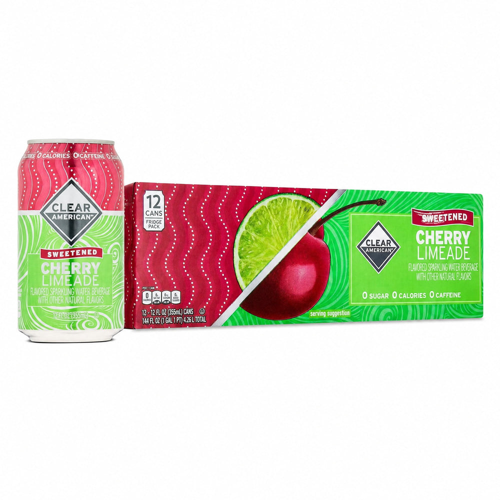 Clear American Cherry Limeade · Agua mineral · 12 pzas de 355 ml