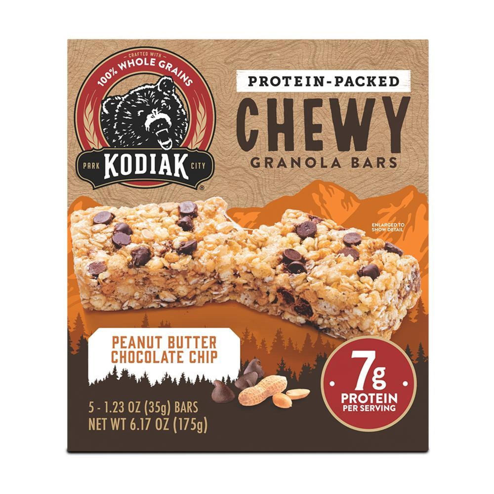 Kodiak Protein Packed Peanut Butter Chocolate Chip Bar · Barras · 5 pzas de 35 g