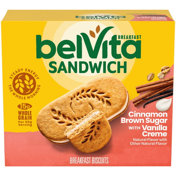 belVita Breakfast Bar Biscuit Sandwiches Cinnamon Brown · Wafers · 5 pzas