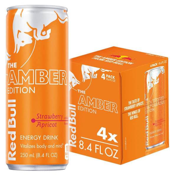Red Bull Amber Edition Strawberry Apricot · Bebida energética · 4 latas de 248 ml