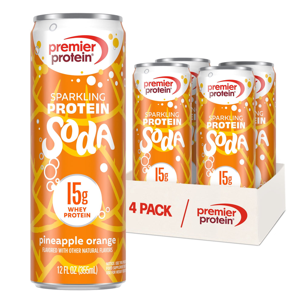 Premier Protein Sparkling Protein Soda Pineapple Orange · Refresco · 4 pzas de 15 g