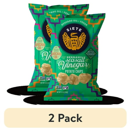 Siete Kettle Cooked Serrano Sea Salt & Vinegar · Papas · 2 pack de 156 g