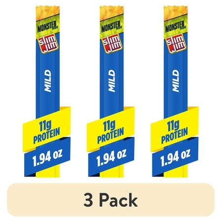 Slim Jim Monster Smoked Sticks Mild · Carne seca · 3 pack de 55 g