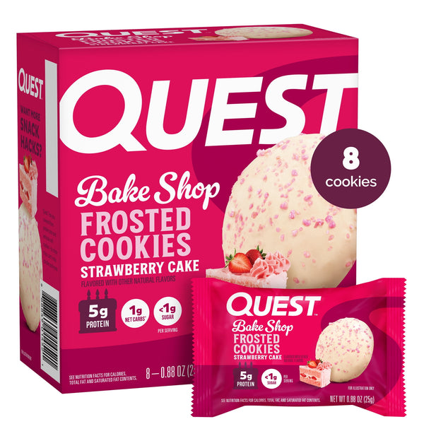 Quest Frosted Protein Cookie Strawberry Cake · Galletas · 8 pzas