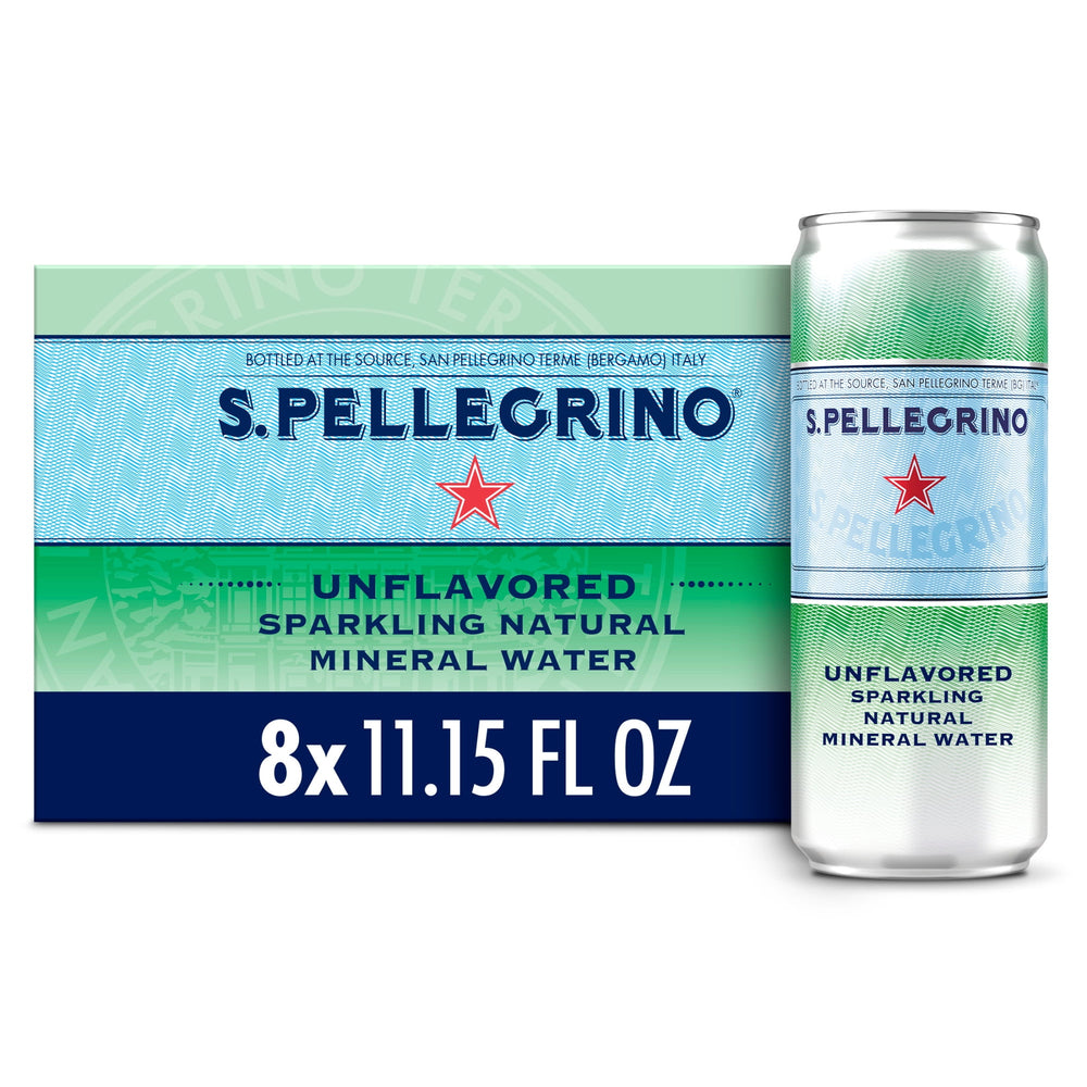 S.Pellegrino Sparkling Natural Un Mineral Water · Bebida · 8 latas · 2.64 L