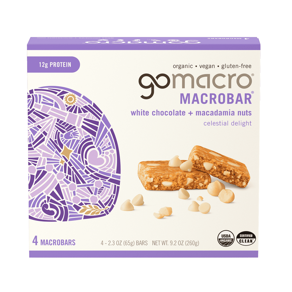 GoMacro White Chocolate + Macadamia Nut MacroBar · Caramelos · 4 pzas