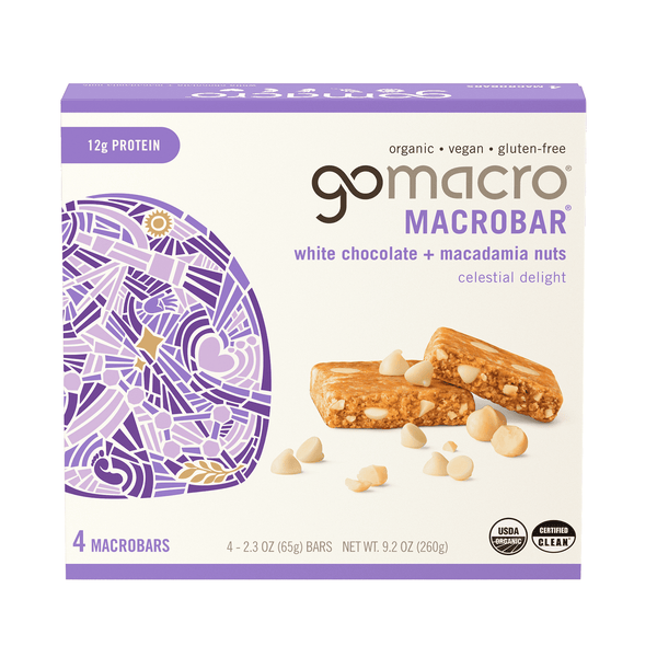GoMacro White Chocolate + Macadamia Nut MacroBar · Caramelos · 4 pzas