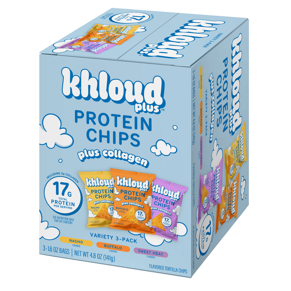 Khloud Protein Chips Variety · Totopos · 3 pzas de 45 g