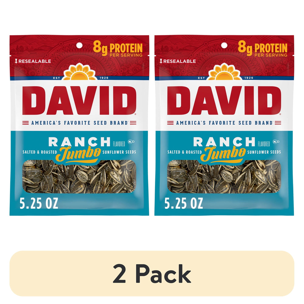 DAVID Sunflower Seeds Ranch · Nueces · 2 pack de 149 g · jumbo
