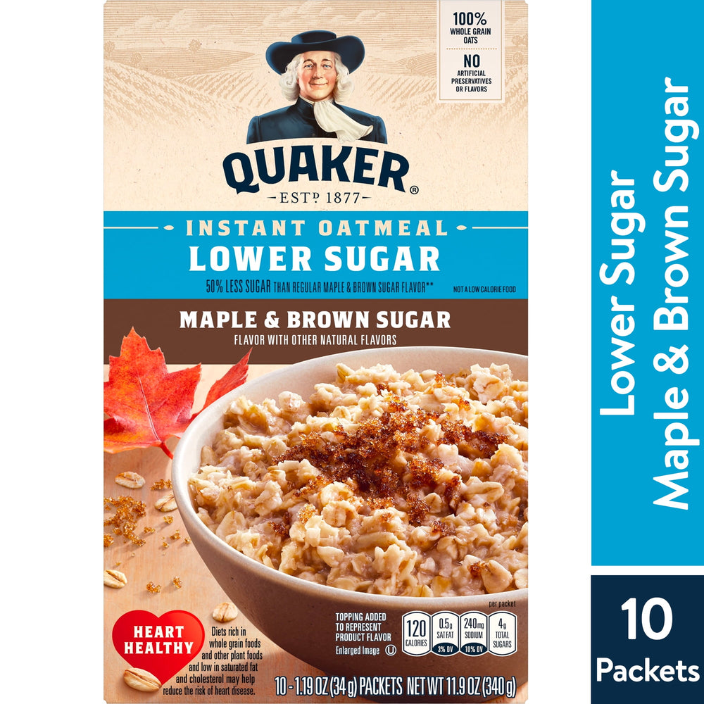 Quaker Lower Sugar · Cereal · 10 sobres de 34 g