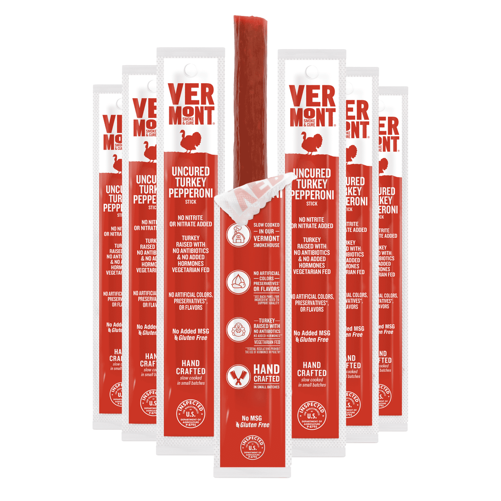 Vermont Smoke & Cure Uncured Pepperoni Turkey Sticks · Carne seca · 24 pzas de 28 g