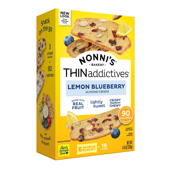Nonni's Bakery THINaddictives Lemon Blueberry Almond · Galletas · 18 pzas de 125 g