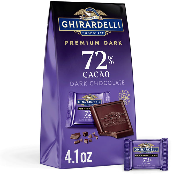 GHIRARDELLI PREMIUM DARK 72% Cacao Dark Chocolate SQUARES · Caramelos · 116 g · bolsa