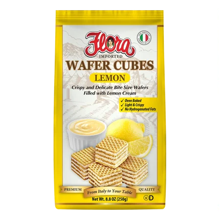 Flora Lemon Wafer Cubes · Galletas de limón · 249 g