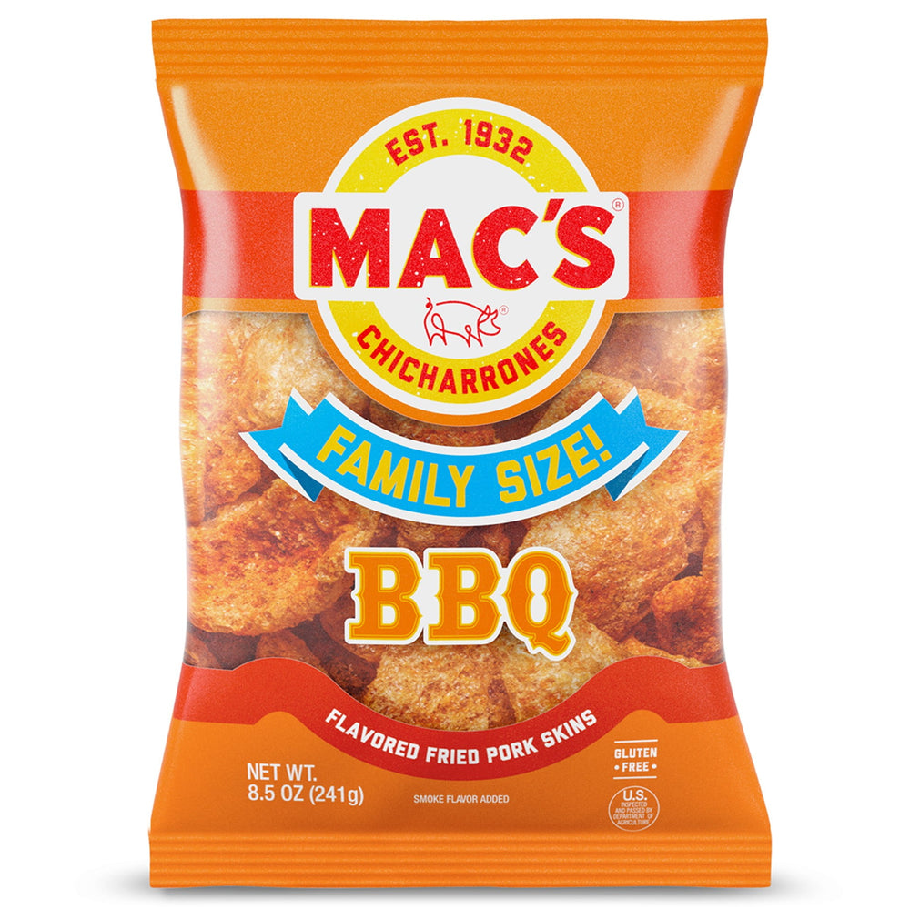Mac’s Bar-B-Q Fried Pork Skins · Frituras · 241 g · bolsa · tamaño fiesta