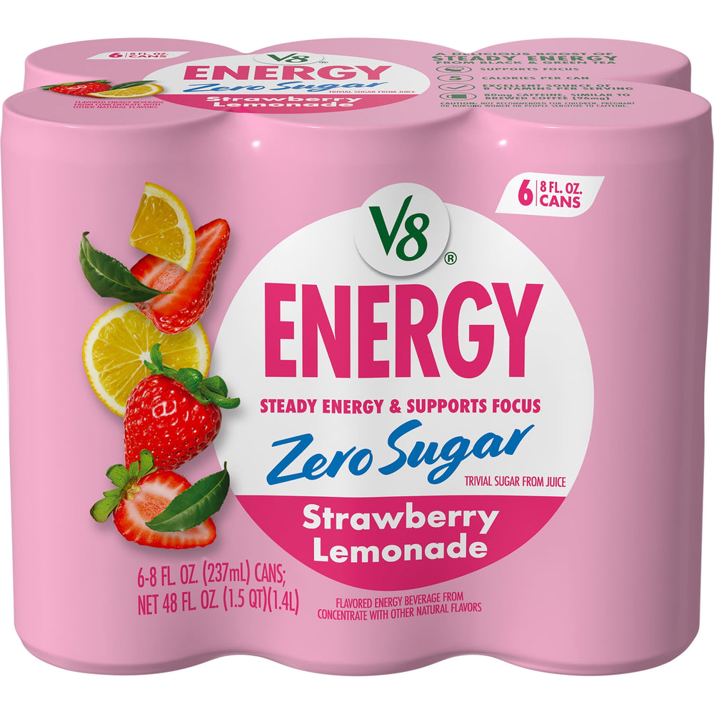 V8 Energy Strawberry Lemonade Zero Sugar · Bebida · 6 latas de 237 ml