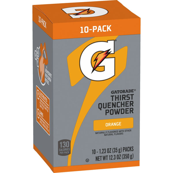Gatorade Thirst Quencher Orange Mix Powder · Polvo para agua · 10 pzas de 35 g