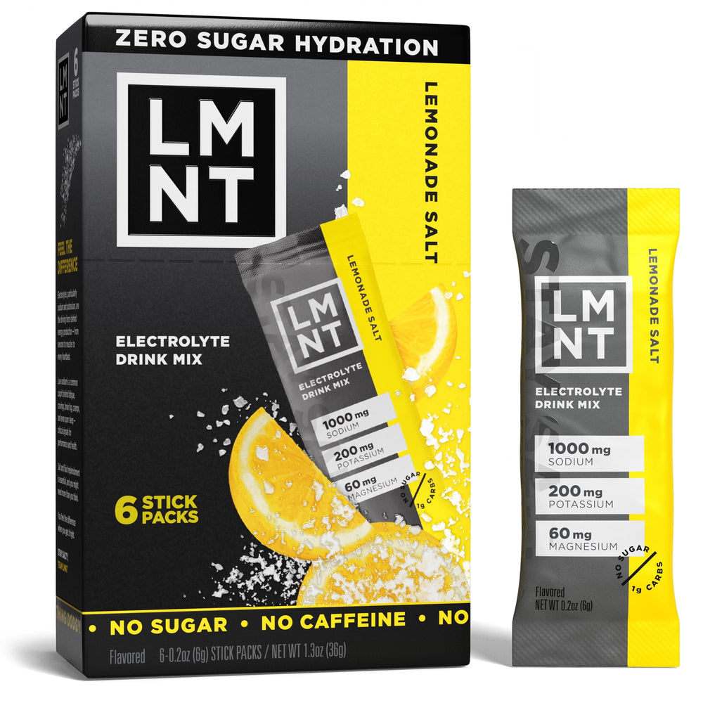 LMNT Lemonade Salt Zero Sugar · Polvo para agua · 6 pzas