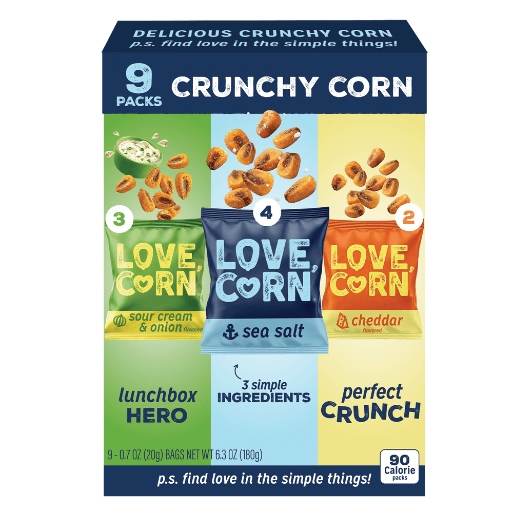 LOVE CORN: · Frituras · 9 pzas de 20 g