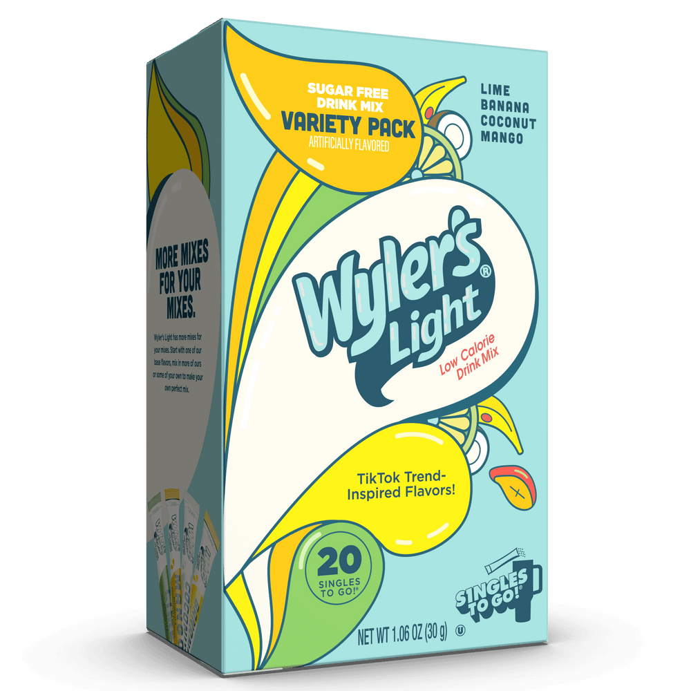 Wyler's Light Watertok Variety Pack Base Lime Banana Coconut Mango · Polvo para agua · 20 pzas