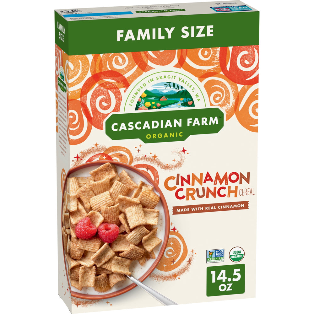 Cascadian Farm Organic Cinnamon Crunch · Cereal · 411 g · tamaño familiar