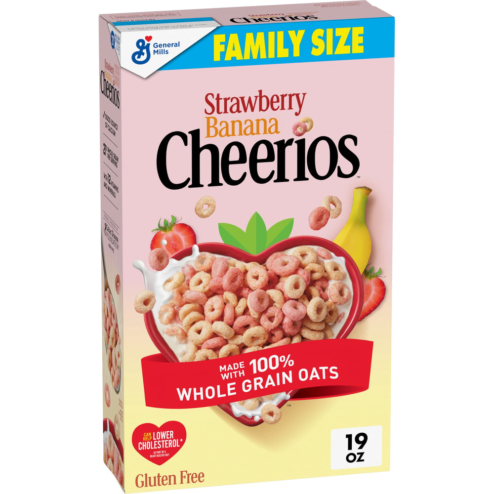 Strawberry Banana Cheerios Heart Healthy sin gluten · Cereal · 539 g · tamaño familiar
