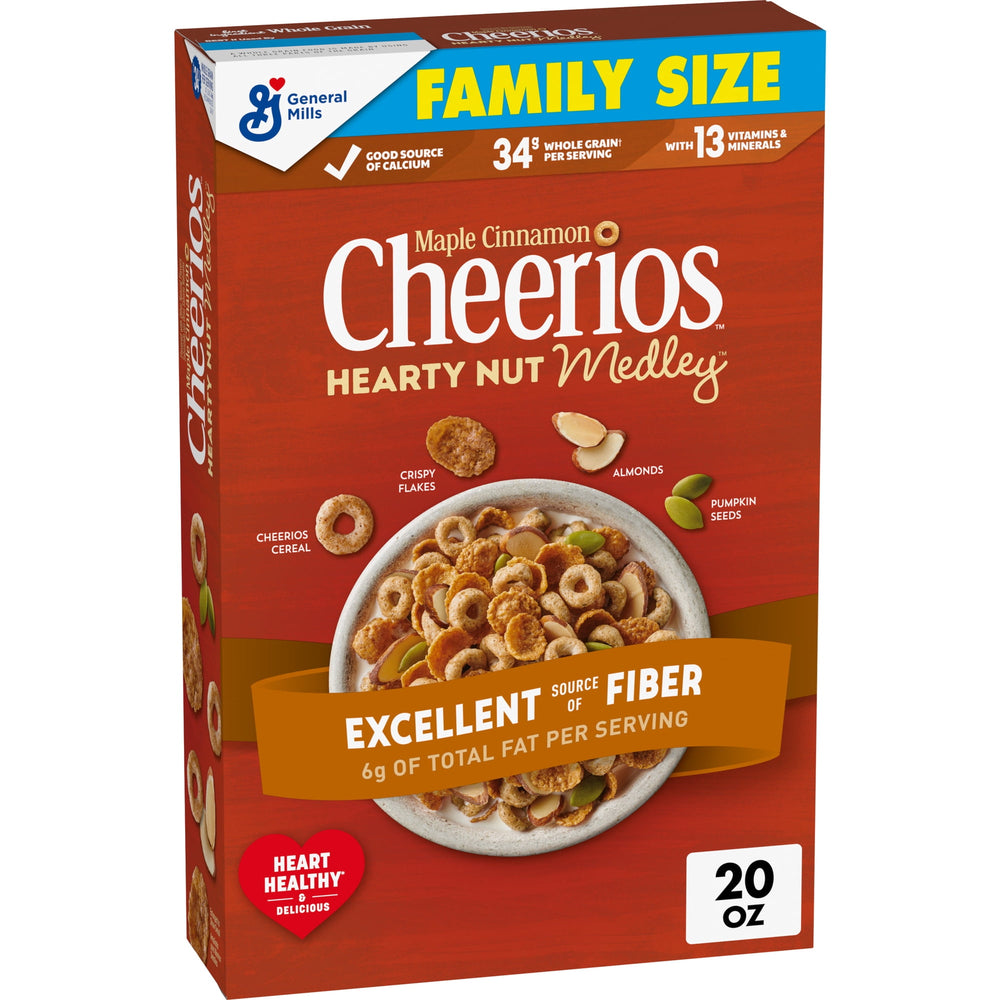 Cheerios Hearty Nut Medley Maple Cinnamon · Cereal · 567 g · tamaño familiar