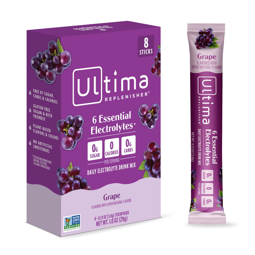 Ultima Replenisher Packets Sugar Free Grape · Polvo para agua · 8 pzas