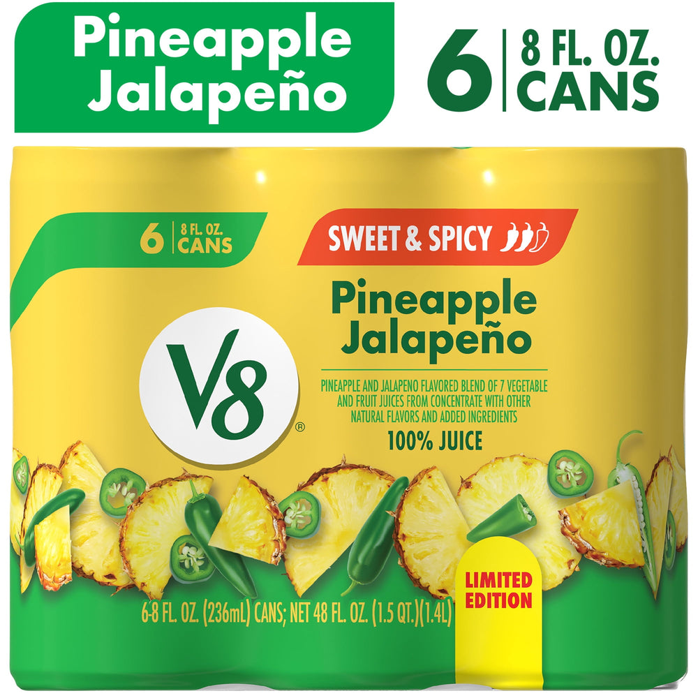 V8 Pineapple Jalapeno 100% Fruit and Vegetable Juice · Bebida · 6 pzas de 237 ml