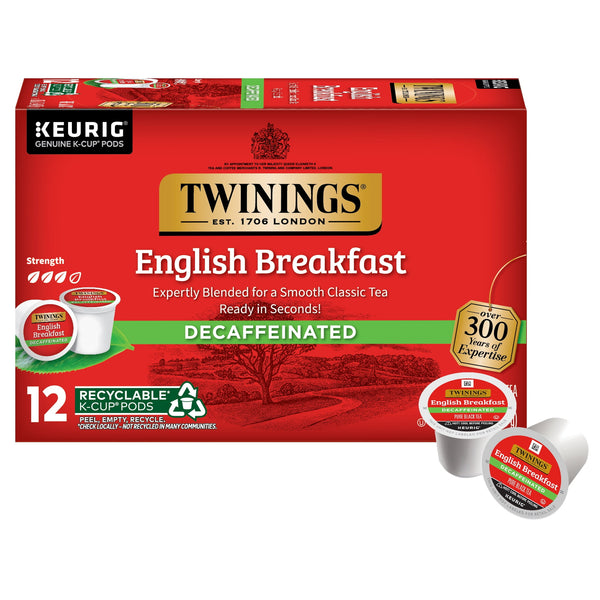 Twinings English Breakfast Decaffeinated Black Tea · Té · 12 pzas
