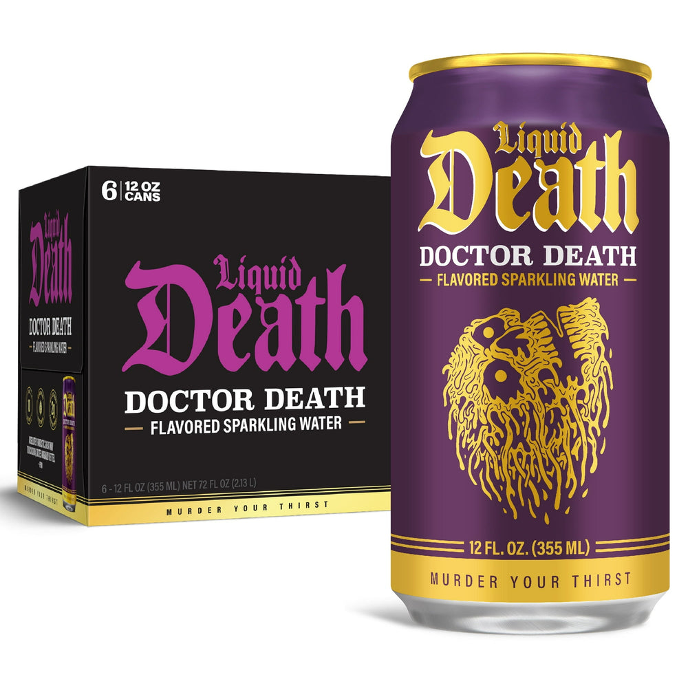 Liquid Death Doctor Death · Agua mineral · 6 latas de 355 ml