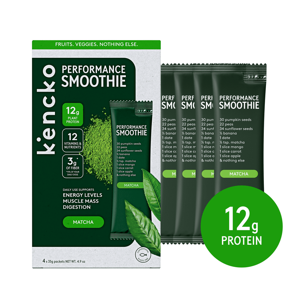 Kencko Matcha Fruit & Veggie Performance Protein Smoothies · Polvo para agua · 4 pack de 35 g