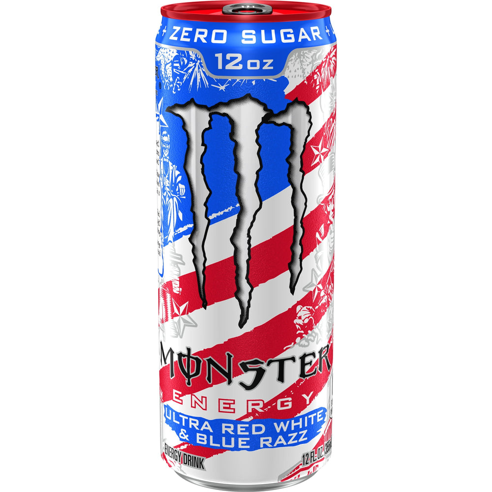 Monster Energy Ultra Red White & Blue Razz Zero Sugar · Bebida energética · 355 ml
