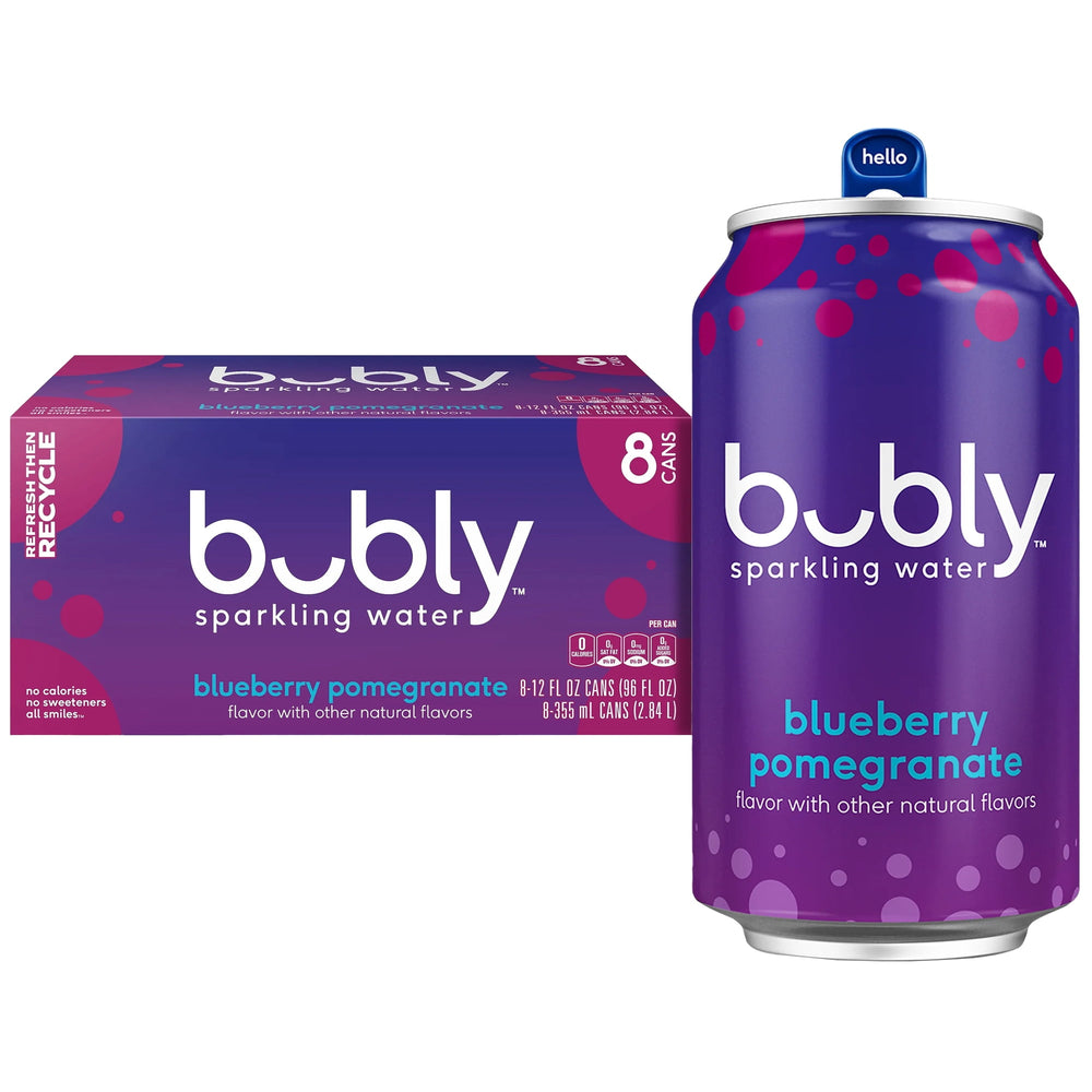 bubly Blueberry Pomegranate · Agua mineral · 8 latas de 355 ml