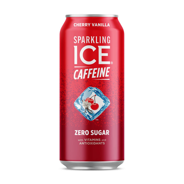 Sparkling Ice +Caffeine Cherry Vanilla Zero Sugar · Agua mineral · 473 ml · lata