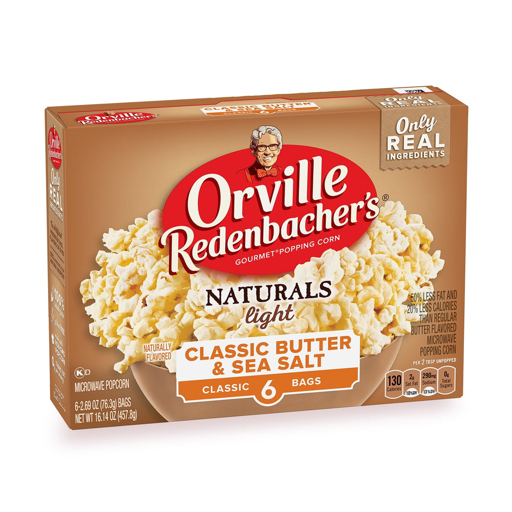 Orville Redenbacher's Naturals Light Classic Butter & Sea · Palomitas · 6 pzas de 76 g