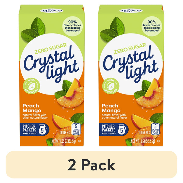 Crystal Light 5 Pitcher Packets Peach Mango Green Tea · Polvo para agua · 2 pack de 52 g