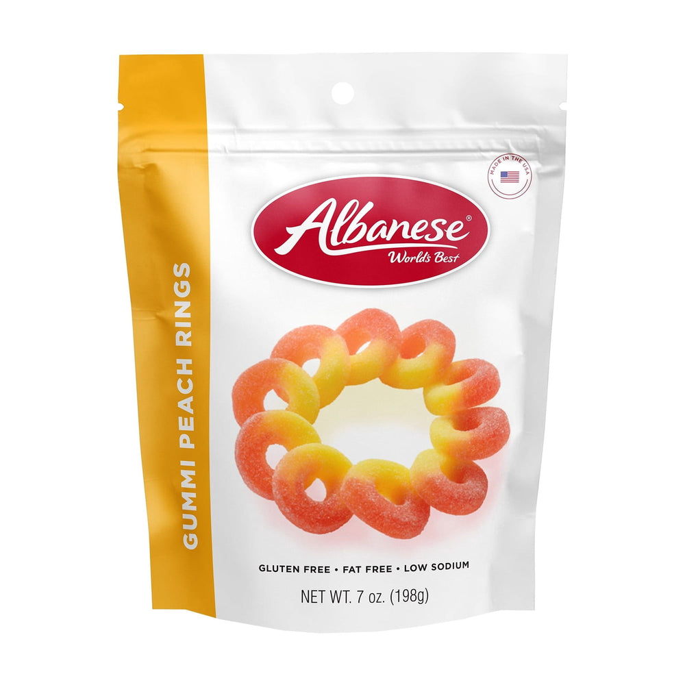 Albanese World's Best Gummi Peach Rings Fat Free Gluten Free · Gomitas · 198 g