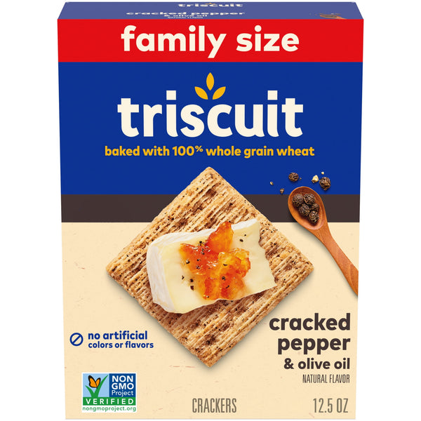 Triscuit Cracked Pepper & Olive Oil Wheat · Galletas saladas · 354 g · tamaño familiar