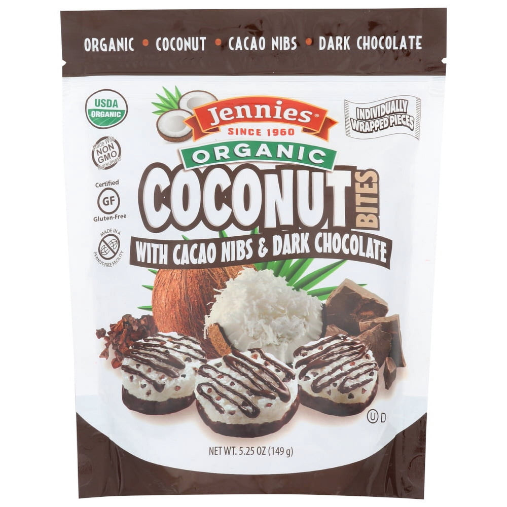 Jennies Coconut Bites - Organic - Cacao Chocolate · Caramelos · 149 g